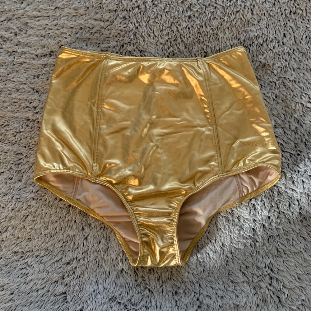 Kortni Jeane gold high waist swimsuit bottom small